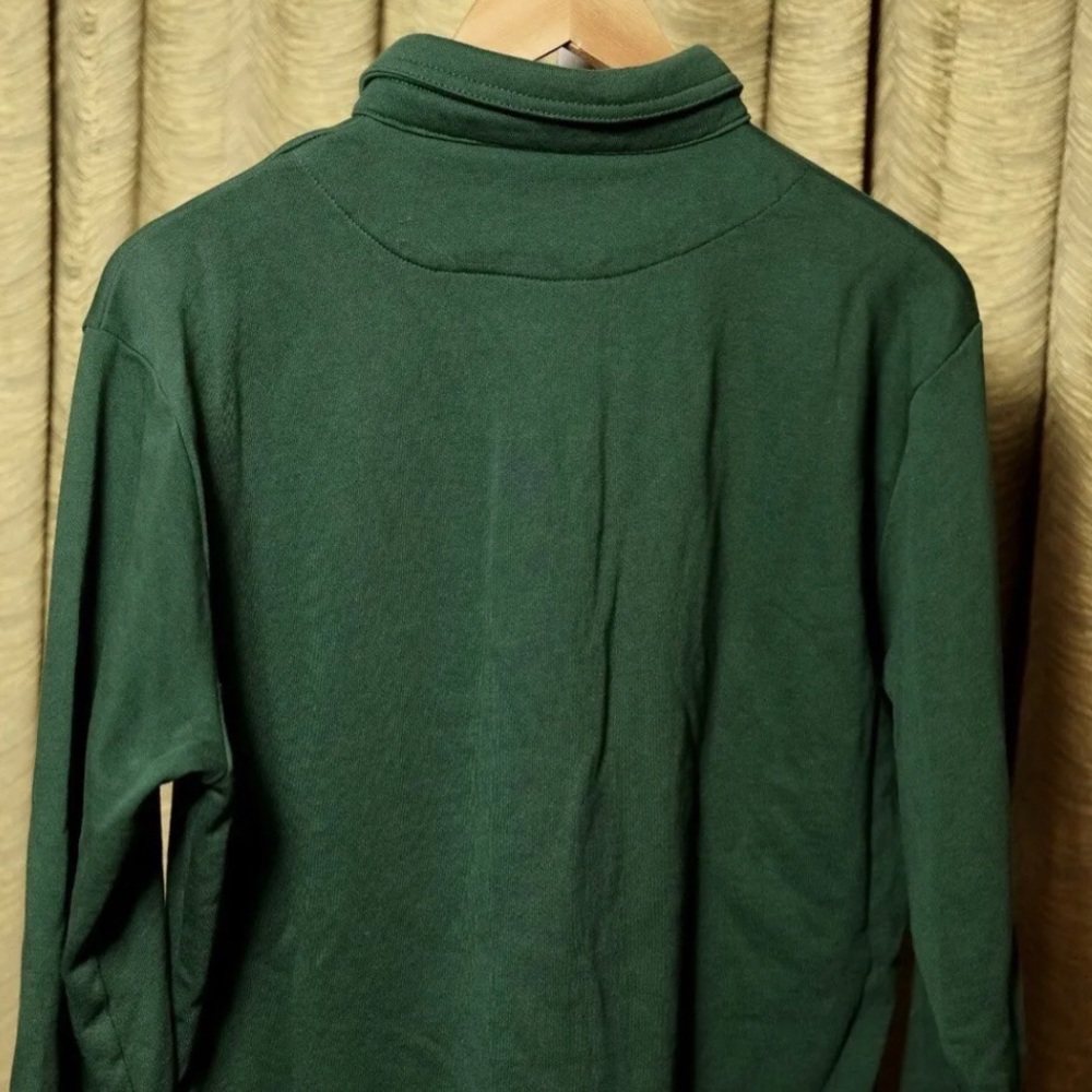 Simon James Cathcart Bottle Green Spearpoint Dagger Collar Polo Sweater, Sz 16 M - Picture 6 of 7